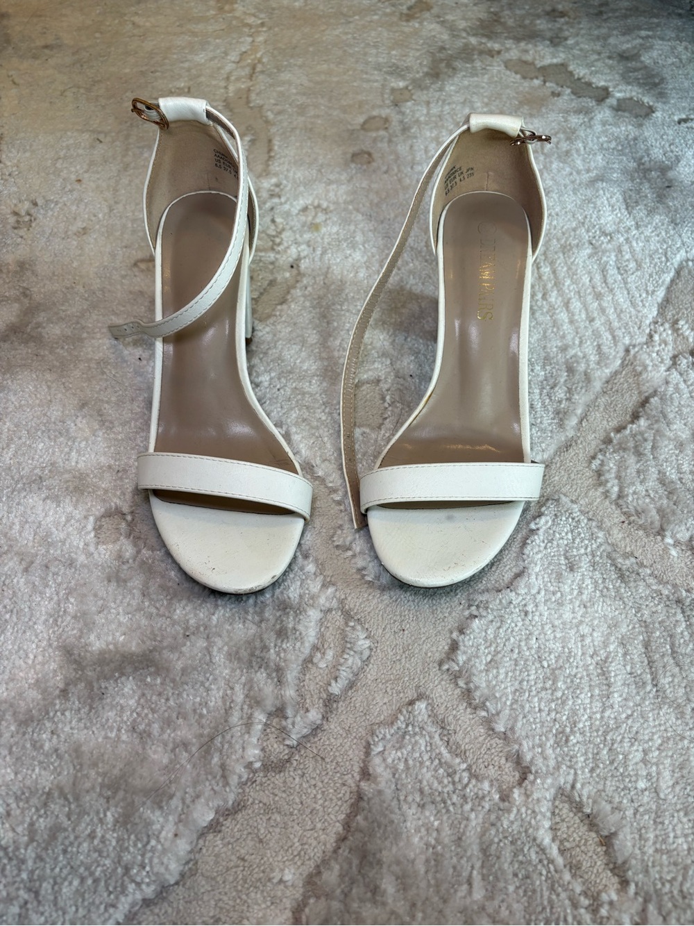 Dream Pairs Ivory Open-Toe Ankle Strap Block Heels